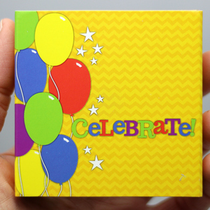 SilverTowne Natural Kraft Paper Gift Box with Celebrate! Balloons Box Sleeve
